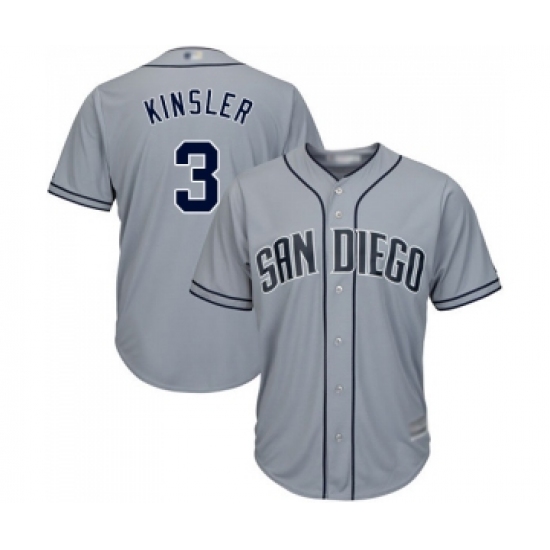 Men's San Diego Padres 3 Ian Kinsler Replica Grey Road Cool Base Baseball Jersey