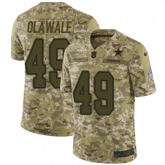 Youth Nike Dallas Cowboys 49 Jamize Olawale Limited Camo 2018 Salute to Service NFL Jersey