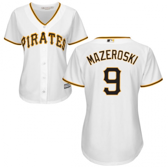 Women's Majestic Pittsburgh Pirates 9 Bill Mazeroski Authentic White Home Cool Base MLB Jersey