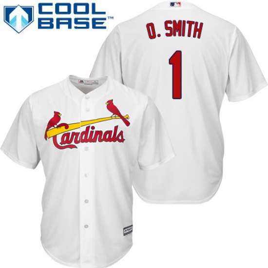 Youth Majestic St. Louis Cardinals 1 Ozzie Smith Authentic White Home Cool Base MLB Jersey