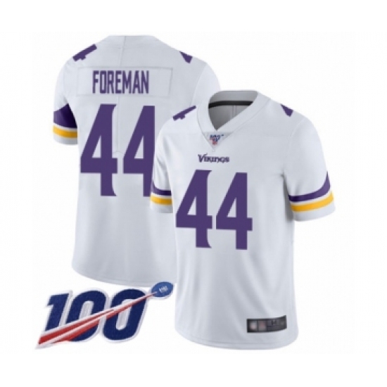 Men's Minnesota Vikings 44 Chuck Foreman White Vapor Untouchable Limited Player 100th Season Football Jersey