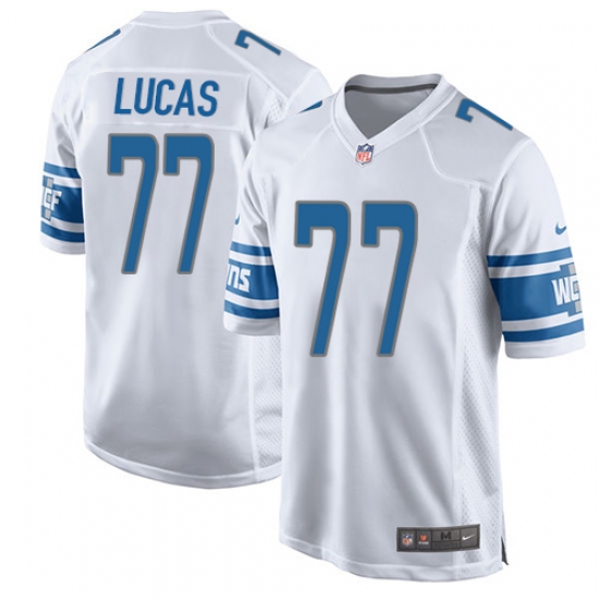 Men's Nike Detroit Lions 77 Cornelius Lucas Game White NFL Jersey
