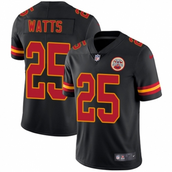Men's Nike Kansas City Chiefs 25 Armani Watts Limited Black Rush Vapor Untouchable NFL Jersey