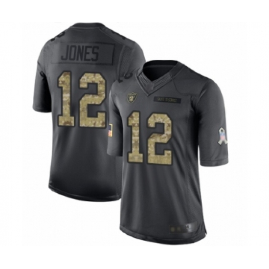 Men's Oakland Raiders 12 Zay Jones Limited Black 2016 Salute to Service Football Jersey