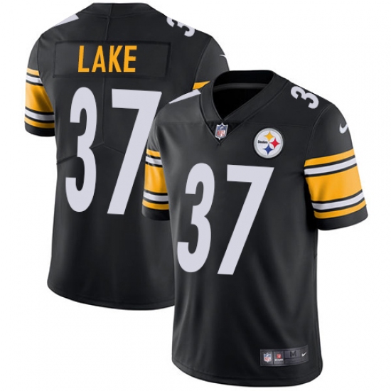 Men's Nike Pittsburgh Steelers 37 Carnell Lake Black Team Color Vapor Untouchable Limited Player NFL Jersey