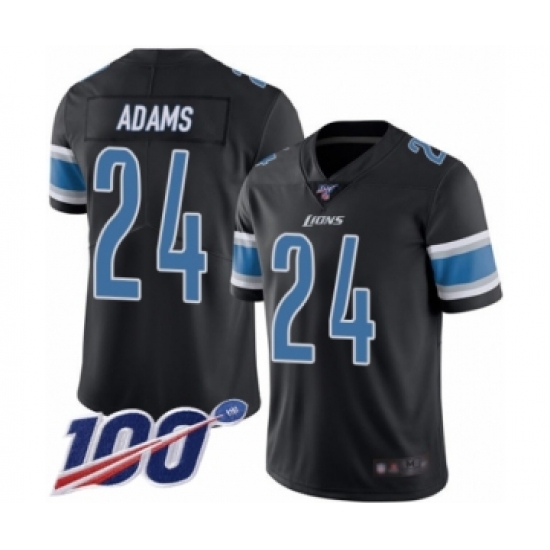 Men's Detroit Lions 24 Andrew Adams Limited Black Rush Vapor Untouchable 100th Season Football Jersey