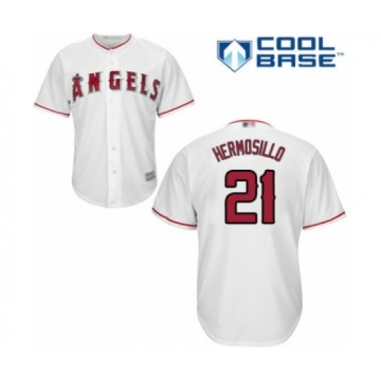 Youth Los Angeles Angels of Anaheim 21 Michael Hermosillo Authentic White Home Cool Base Baseball Player Jersey