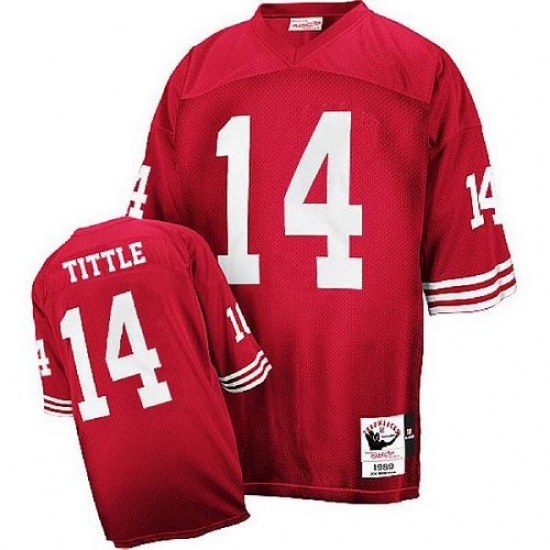 Mitchell and Ness San Francisco 49ers 14 Y.A. Tittle Authentic Red Throwback NFL Jersey