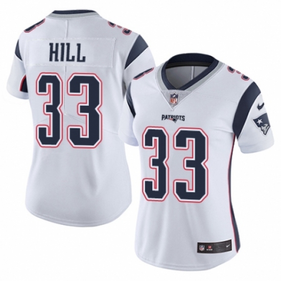 Women's Nike New England Patriots 33 Jeremy Hill White Vapor Untouchable Limited Player NFL Jersey