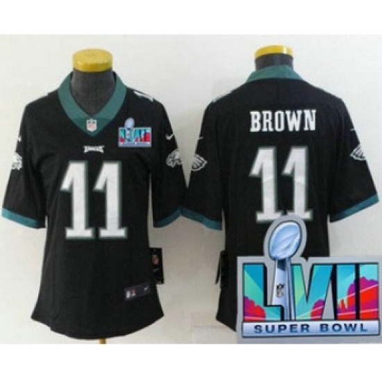 Women's Philadelphia Eagles 11 AJ Brown Limited Black Super Bowl LVII Vapor Jersey
