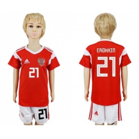 Russia 21 Erokhin Home Kid Soccer Country Jersey