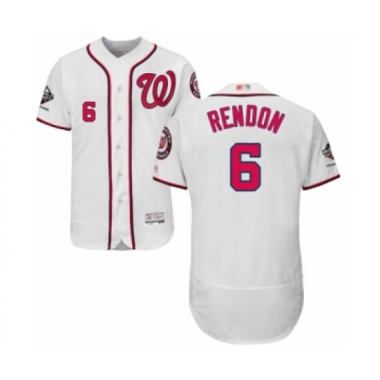 Men's Washington Nationals 6 Anthony Rendon White Home Flex Base Authentic Collection 2019 World Series Champions Baseball Jersey