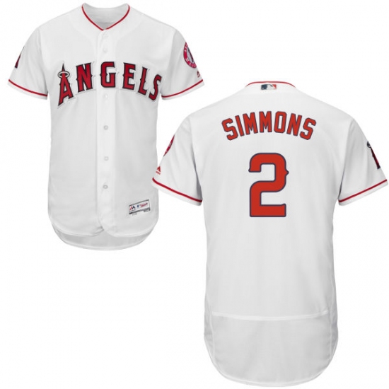 Men's Majestic Los Angeles Angels of Anaheim 2 Andrelton Simmons White Home Flex Base Authentic Collection MLB Jersey
