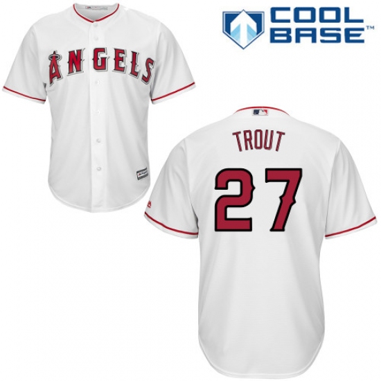 Youth Majestic Los Angeles Angels of Anaheim 27 Mike Trout Authentic White Home Cool Base MLB Jersey