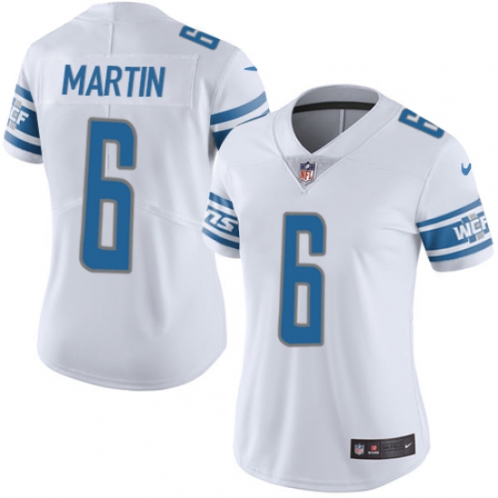 Women's Nike Detroit Lions 6 Sam Martin Limited White Vapor Untouchable NFL Jersey