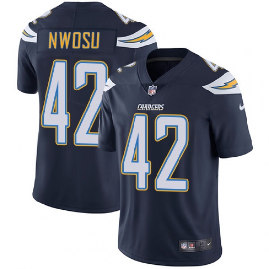 Men's Nike Los Angeles Chargers 42 Uchenna Nwosu Navy Blue Team Color Vapor Untouchable Limited Player NFL Jersey