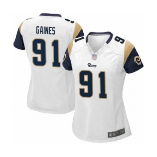 Women's Los Angeles Rams 91 Greg Gaines Game White Football Jersey