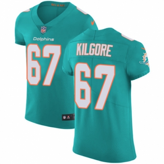 Men's Nike Miami Dolphins 67 Daniel Kilgore Aqua Green Team Color Vapor Untouchable Elite Player NFL Jersey