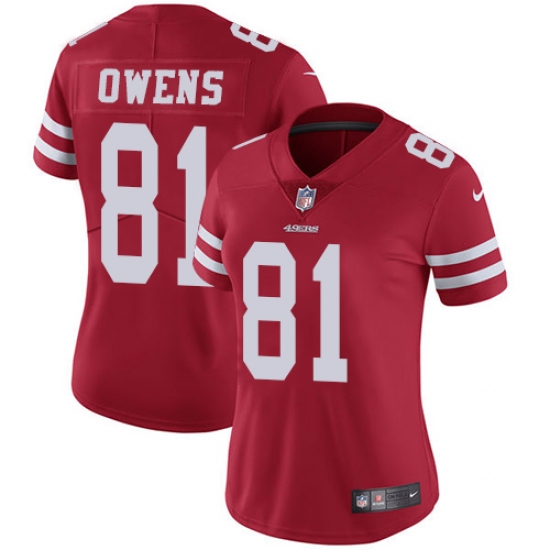 Women's Nike San Francisco 49ers 81 Terrell Owens Red Team Color Vapor Untouchable Limited Player NFL Jersey
