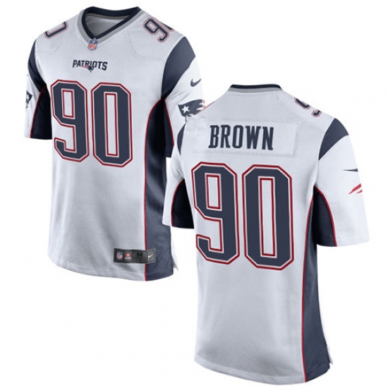 Men's Nike New England Patriots 90 Malcom Brown Game White NFL Jersey