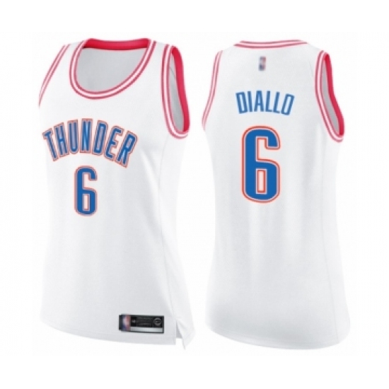 Women's Oklahoma City Thunder 6 Hamidou Diallo Swingman White Pink Fashion Basketball Jersey