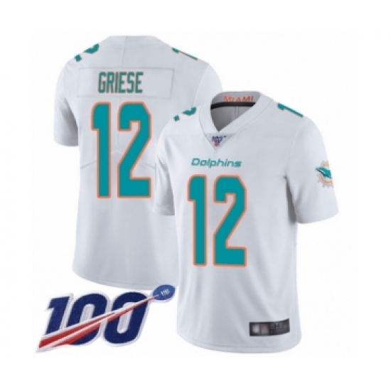 Men's Miami Dolphins 12 Bob Griese White Vapor Untouchable Limited Player 100th Season Football Jersey