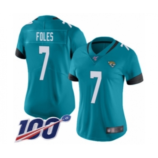 Women's Nike Jacksonville Jaguars 7 Nick Foles Teal Green Alternate Vapor Untouchable Limited Player 100th Season NFL Jersey