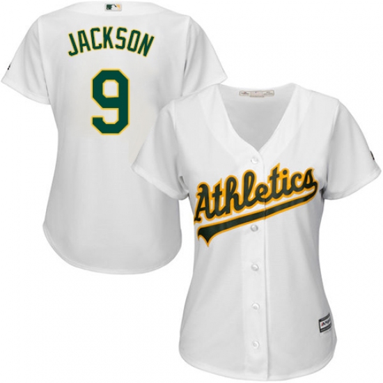 Women's Majestic Oakland Athletics 9 Reggie Jackson Authentic White Home Cool Base MLB Jersey