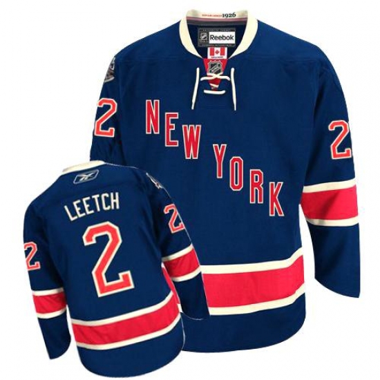 Men's Reebok New York Rangers 2 Brian Leetch Authentic Navy Blue Third NHL Jersey