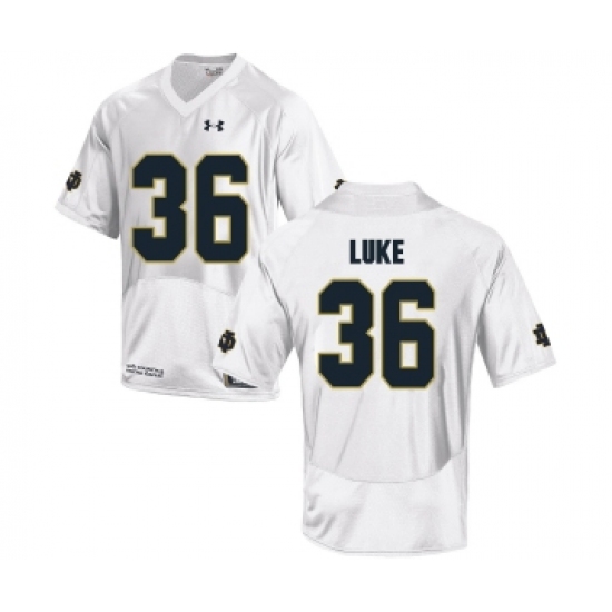 Notre Dame Fighting Irish 36 Cole Luke White College Football Jersey