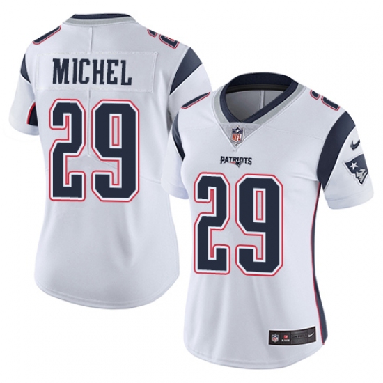 Women's Nike New England Patriots 29 Sony Michel White Vapor Untouchable Limited Player NFL Jersey