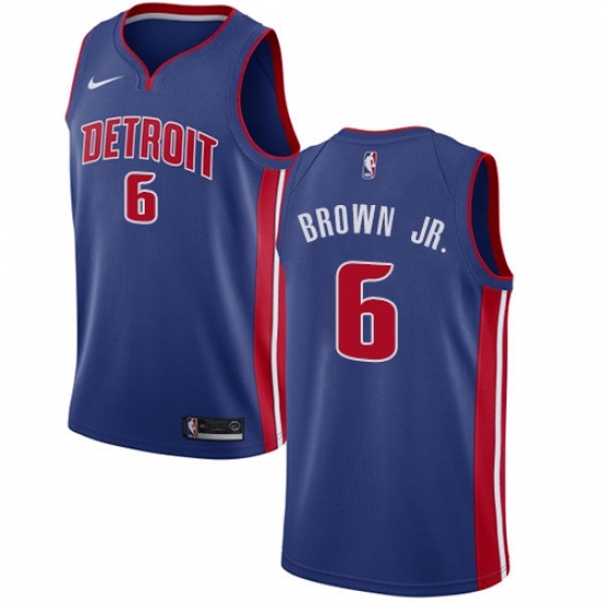 Women's Nike Detroit Pistons 6 Bruce Brown Jr. Swingman Royal Blue NBA Jersey - Icon Edition