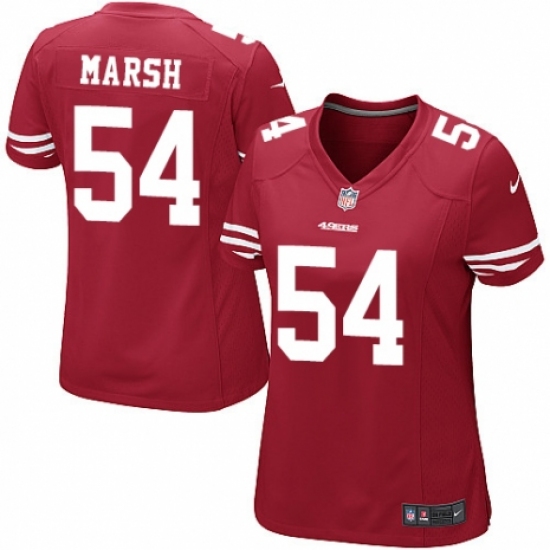 Women's Nike San Francisco 49ers 54 Cassius Marsh Game Red Team Color NFL Jersey