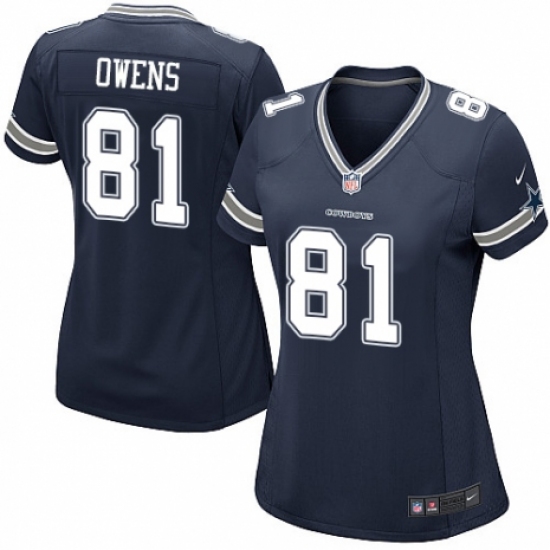 Women's Nike Dallas Cowboys 81 Terrell Owens Game Navy Blue Team Color NFL Jersey