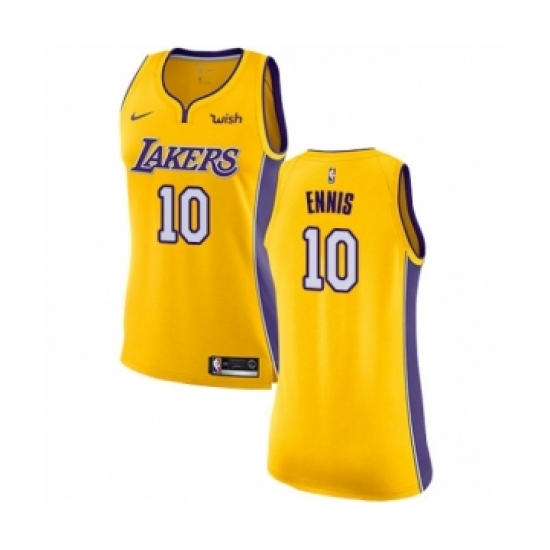 Women's Los Angeles Lakers 10 Tyler Ennis Authentic Gold Home Basketball Jersey - Icon Edition