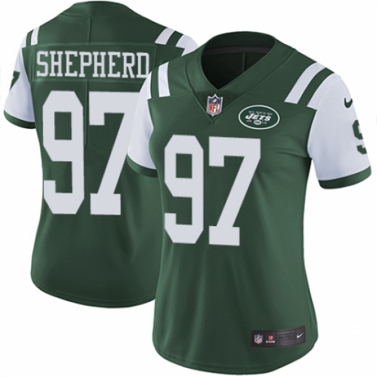 Women's Nike New York Jets 97 Nathan Shepherd Green Team Color Vapor Untouchable Limited Player NFL Jersey