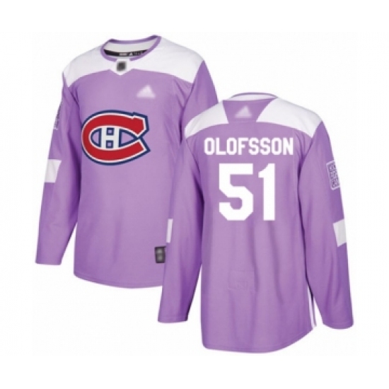 Men's Montreal Canadiens 51 Gustav Olofsson Authentic Purple Fights Cancer Practice Hockey Jersey