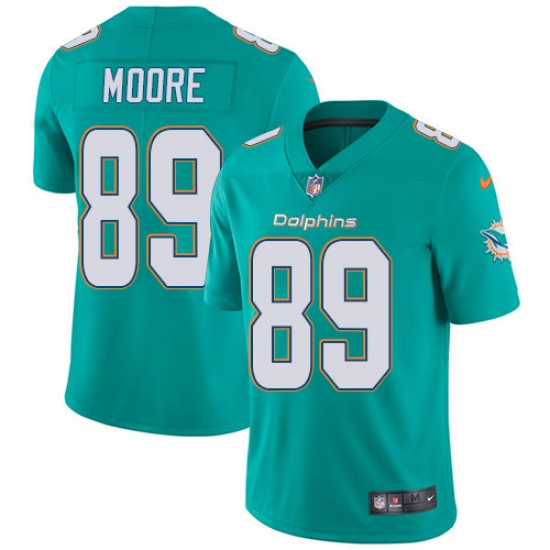 Men's Nike Miami Dolphins 89 Nat Moore Aqua Green Team Color Vapor Untouchable Limited Player NFL Jersey