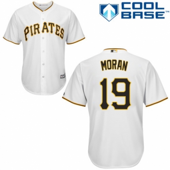 Men's Majestic Pittsburgh Pirates 19 Colin Moran Replica White Home Cool Base MLB Jersey