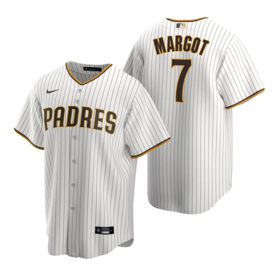 Men's Nike San Diego Padres 7 Manuel Margot White Brown Home Stitched Baseball Jersey