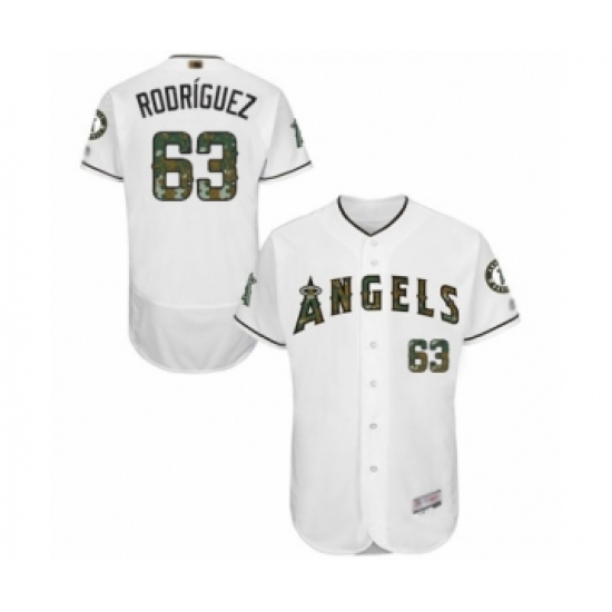 Men's Los Angeles Angels of Anaheim 63 Jose Rodriguez Authentic White 2016 Memorial Day Fashion Flex Base Baseball Player Jersey