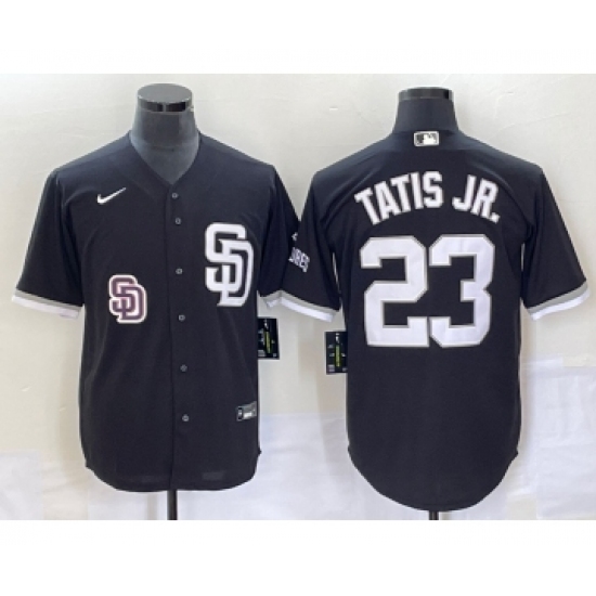 Men's San Diego Padres 23 Fernando Tatis Jr Black 2023 Cool Base Stitched Jersey