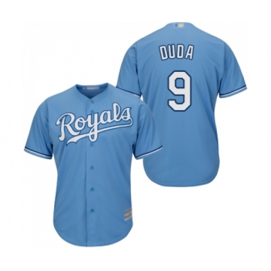 Men's Kansas City Royals 9 Lucas Duda Replica Light Blue Alternate 1 Cool Base Baseball Jersey