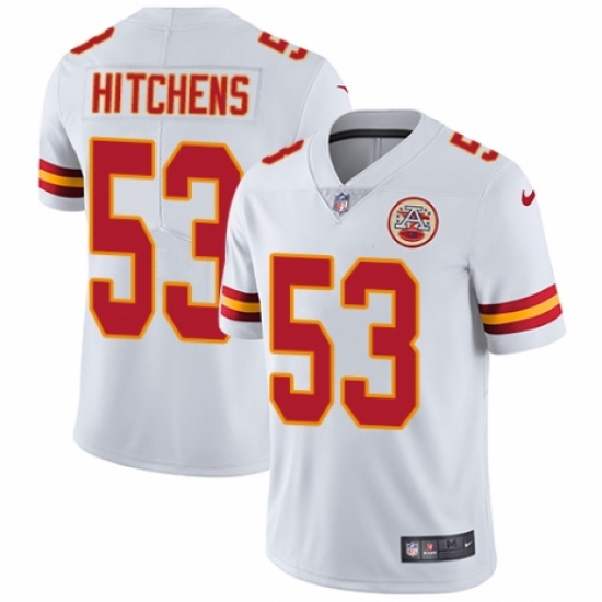 Men's Nike Kansas City Chiefs 53 Anthony Hitchens White Vapor Untouchable Limited Player NFL Jersey