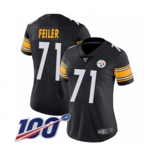 Women's Pittsburgh Steelers 71 Matt Feiler Black Team Color Vapor Untouchable Limited Player 100th Season Football Jersey