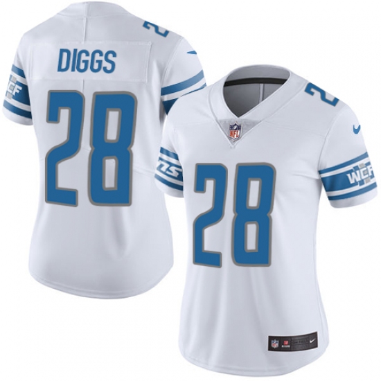 Women's Nike Detroit Lions 28 Quandre Diggs Limited White Vapor Untouchable NFL Jersey