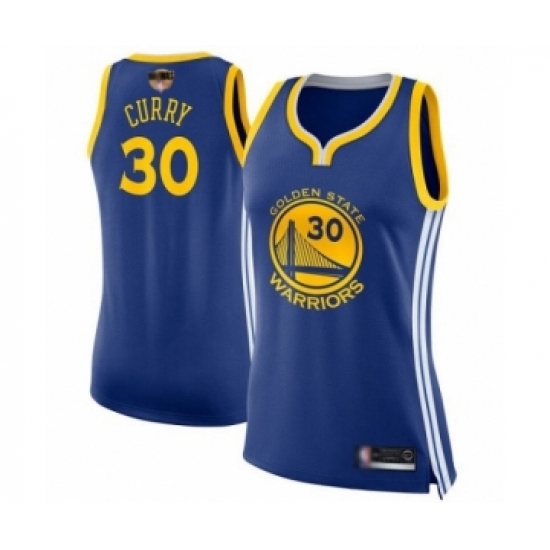 Women's Golden State Warriors 30 Stephen Curry Swingman Royal Blue 2019 Basketball Finals Bound Basketball Jersey - Icon Edition
