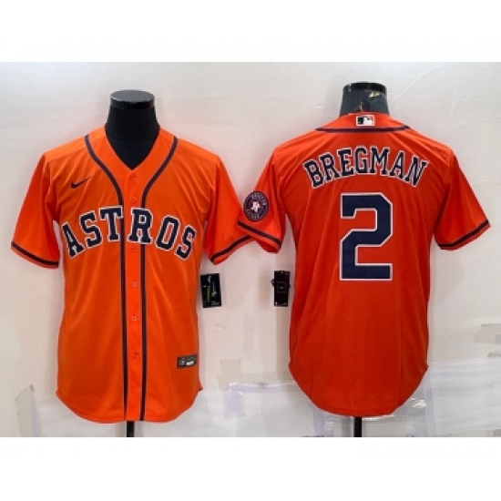 Men's Houston Astros 2 Alex Bregman Orange With Patch Stitched MLB Cool Base Nike Jersey
