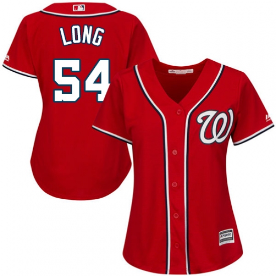 Women's Majestic Washington Nationals 54 Kevin Long Replica Red Alternate 1 Cool Base MLB Jersey