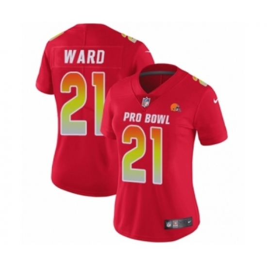 Women's Nike Cleveland Browns 21 Denzel Ward Limited Red AFC 2019 Pro Bowl NFL Jersey